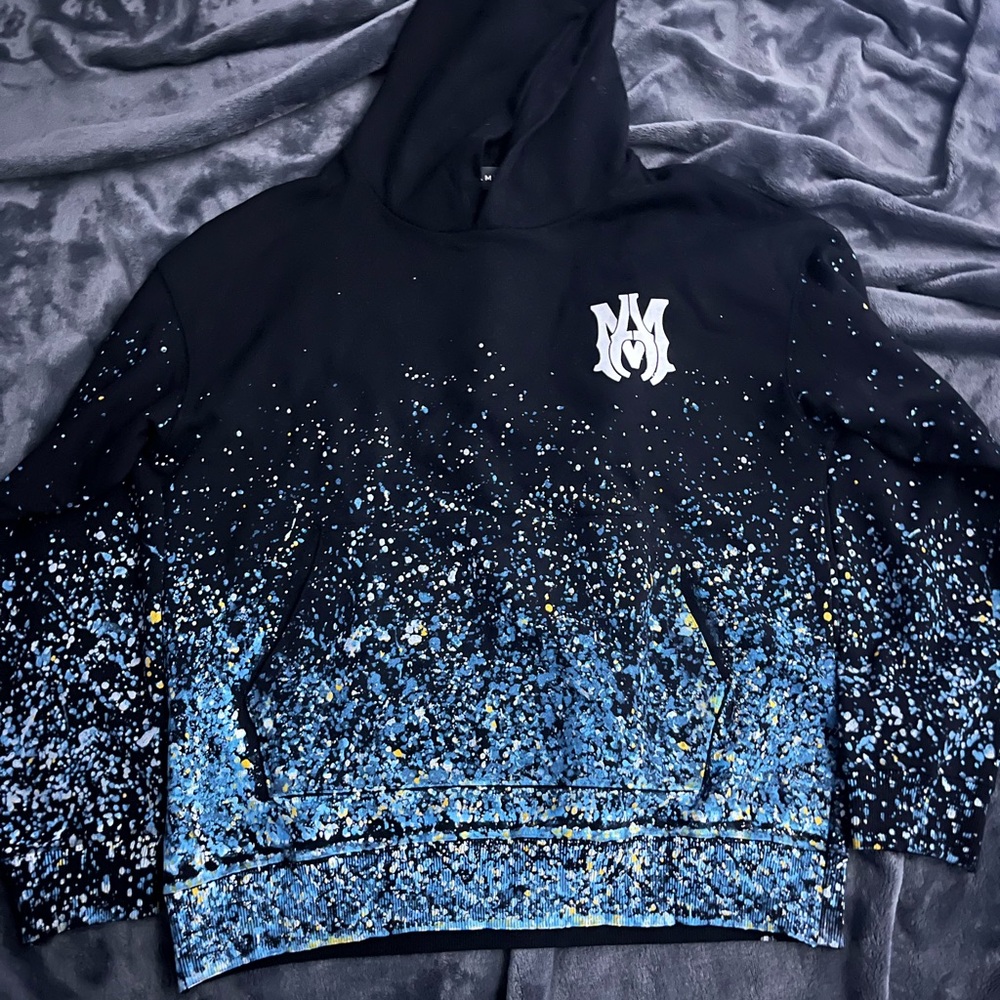 AMIRI Black Hoodie with Blue Accents